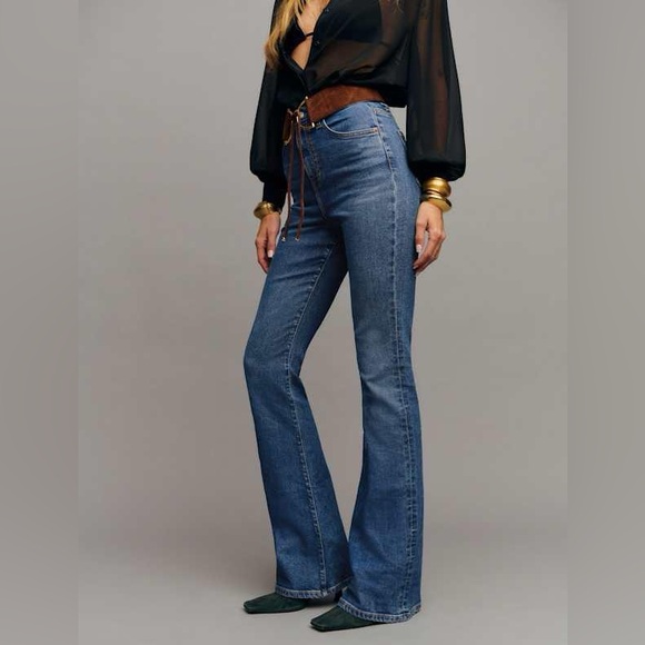 REFORMATION Marlow Super Stretch High Rise Flare Jeans in Blue Size 26 - Picture 3 of 10